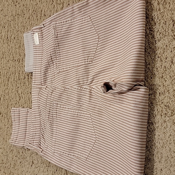 Seven7 Mauve and White Striped Pants HIGH RISE SKINNY - Picture 3 of 7